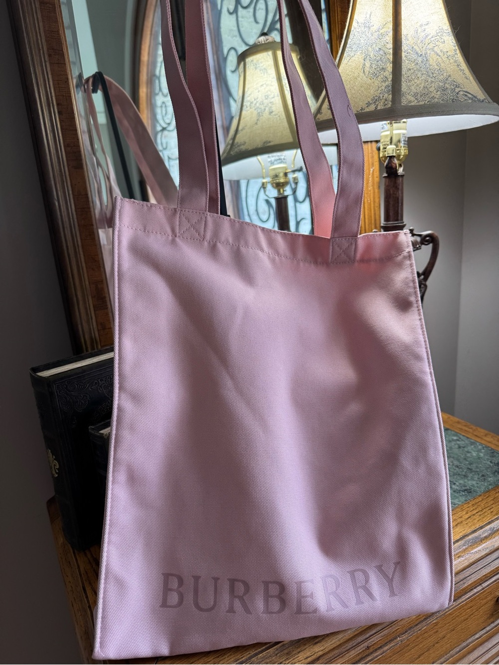 Burberry Light Pink Canvas Tote with Subtle Logo